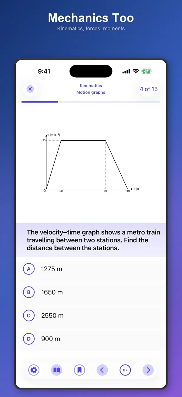 A Mechanics velocity–time graph question about a metro train